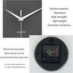 XFM Modern Wall Clock 24 Inch Large Grey Wall Clocks Battery Operated Gray - Image 7
