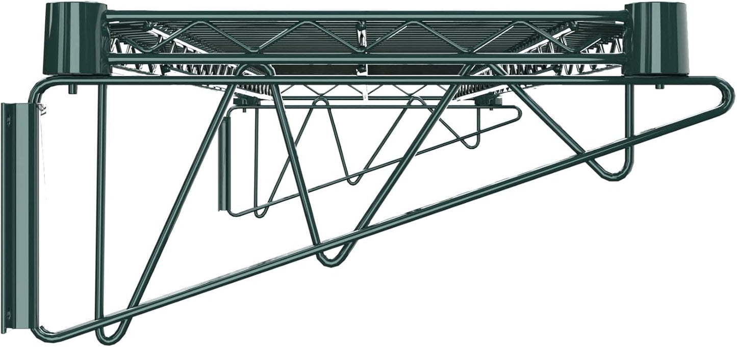14" x 48" Green Epoxy Wire Wall Mount Shelf