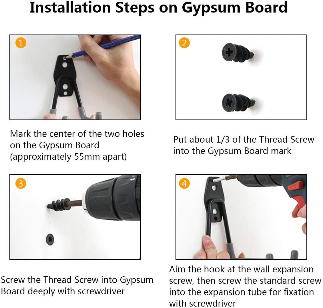 2 Pack Garage Storage Utility Hooks，Garage Garden Tool Organizer，Steel Wall Mount Hooks, Garden Small U Hooks (Black)