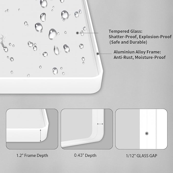 LOAAO 72x36 Inch White Metal Framed Bathroom Mirror - Image 4