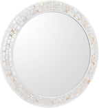 Mosaic Mirrors for Wall 30 Inch, Natural Mother of Pearl Inlay White Framed - Image 2