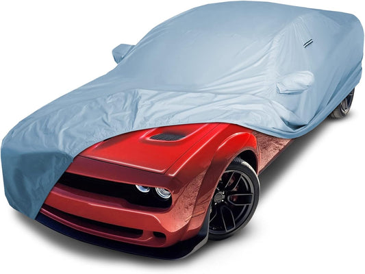 iCarCover Custom Car Cover Compatible with Challenger 2008-2024, Waterproof All-Weather Rain Snow UV Sun Protector Full Exterior Indoor Outdoor Car Covers, 1-Tone (Solid Gray)