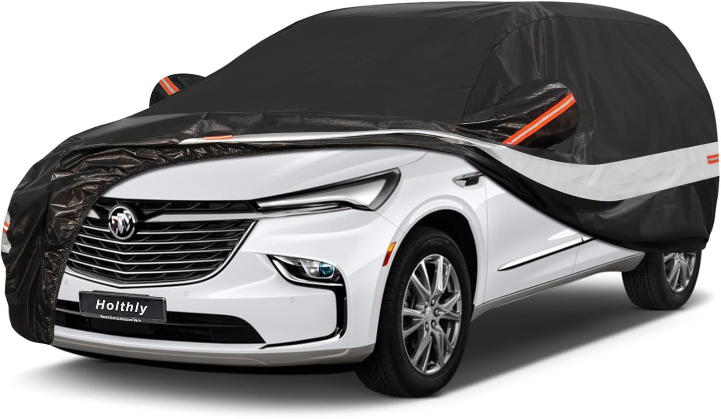 10 Layers SUV Car Cover Custom Fit for Buick Enclave (2007-2025), Waterproof All Weather for Automobiles, Outdoor Full Cover Sun Dust Rain Protection with Cotton. Black