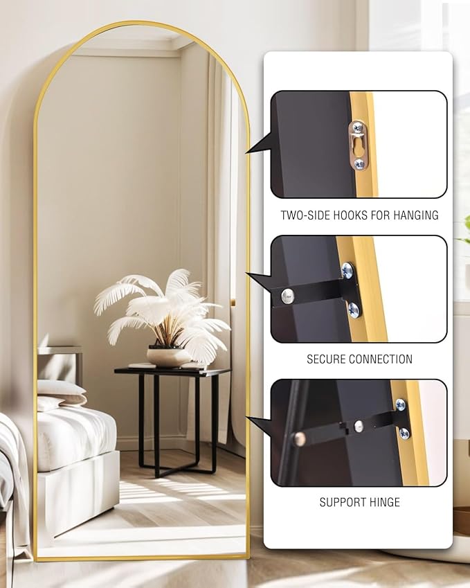 DMWOODFL 71"x26" Arched Full-Length Mirror - Image 3
