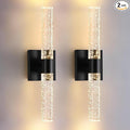 Black Modern LED Wall Sconces Set of Two 3000K-6000K Crystal Bathroom Sconce by LECLLITEN