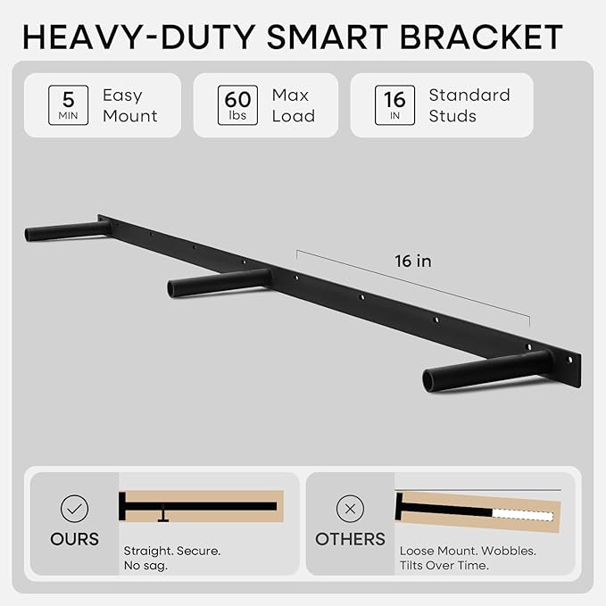 Homeforia Classic Walnut 60 inch Floating Shelf, High End Solid Real Wood Small - Image 4