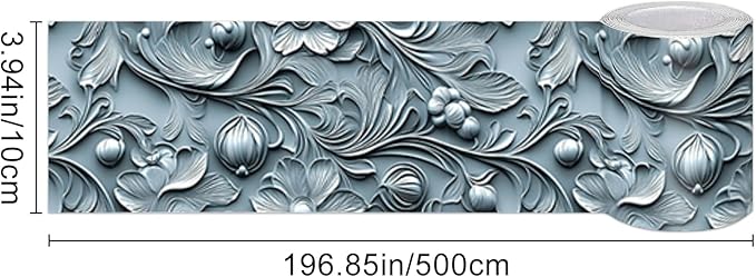 HOMETITUTE Wallpaper Border Peel and Stick Wall Border Ice Blue Fold Texture - Image 3
