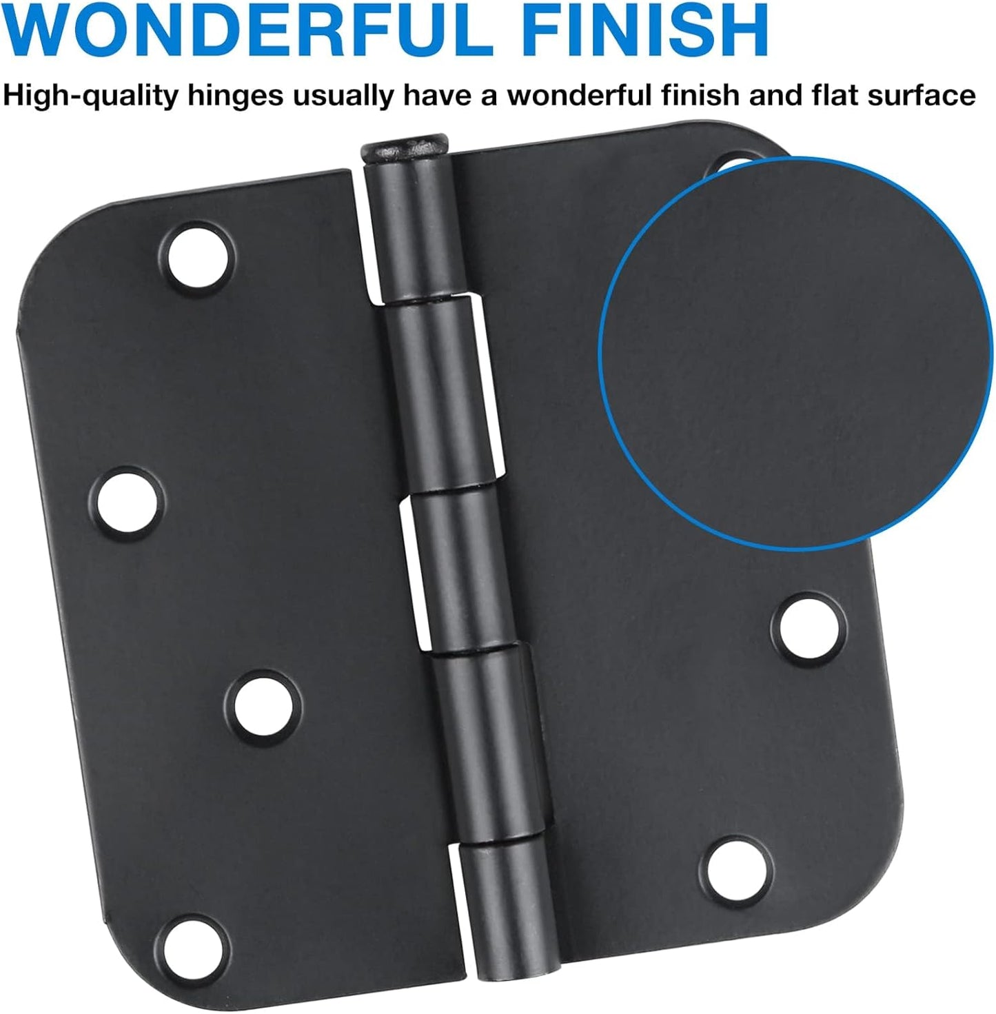 18 Pack Black Door Hinges 4 Inch x4 Rounded Heavy Duty Exterior Door Hinges Black Matte Black Hinges for Interior Doors,Front/Entry/Hinged/Steel/Barn-Style/Inside/Outside Door Hardware Hinge 8 Holes