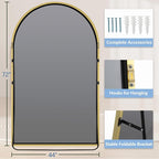 Arched Full Length Mirror with Stand, Extra Large Gold Full Length Body Mirror - Image 7