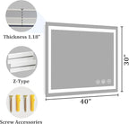 Koonmi 40"x30" LED Mirror for Bathroom, 90CRI Anti-Fog Vanity Mirror - Image 6