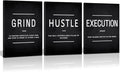 Large Office Painting, Grind Hustle Execution Motivational Poster Entrepreneur by KAWAHONE