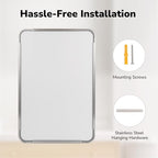 USHOWER Brushed Nickel Bathroom Mirrors 22"x30" 2 Pack, Rounded Corner - Image 5