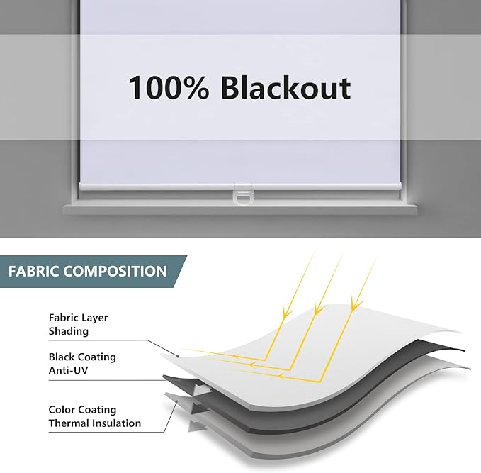 AOSKY Cordless Roller Shades Blackout Blinds - Image 5