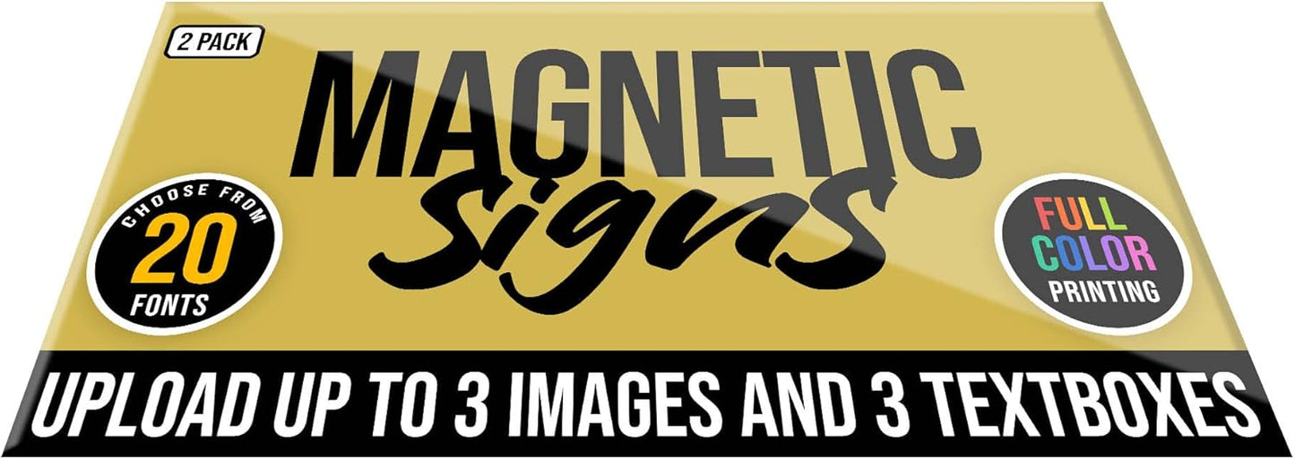 2-Pack,12"x24" Custom Magnet Signs in Full Color for Business and Advertising, 30 mil Customized Vinyl Car Magnets, Personalized Magnetic Sheets for Company Storefront & Vehicles (Sharp Corners)