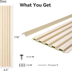 8-Pack WPC Wall Panels 118’’ x 6.3’’ 3D Slat Wall Panel Acoustic Wall Paneling - Image 2