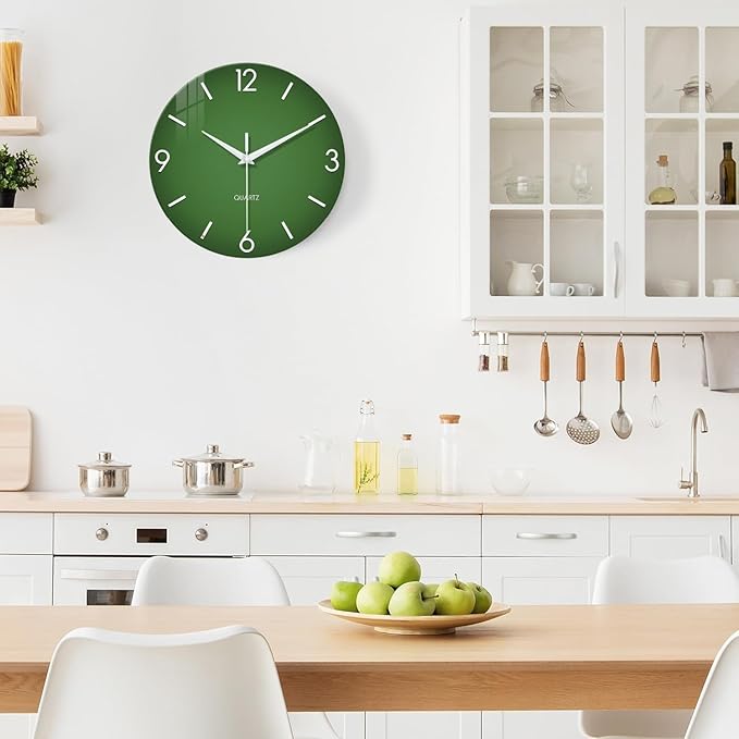 XFM Large Green Wall Clock 24 Inch Simple Wall Clock s Battery Operated Modern - Image 3