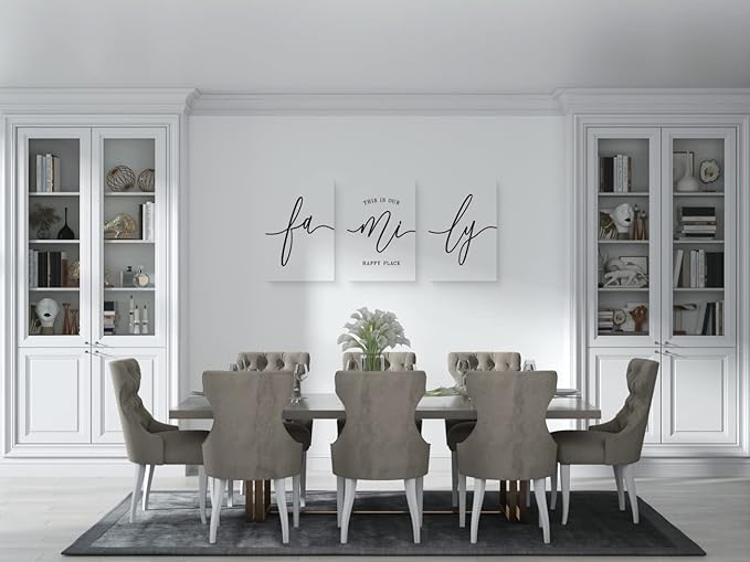 GUBIYU White Family Wall Decor Home Wall Art Set of 3 - Image 4