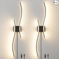 Daunton Modern Black Plug in Wall Sconces Set of 2 by Daunton