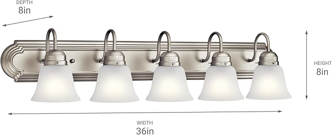 Kichler 36" 5-Light Vanity Bath Light in Brushed Nickel, Modern Bathroom Light - Image 10
