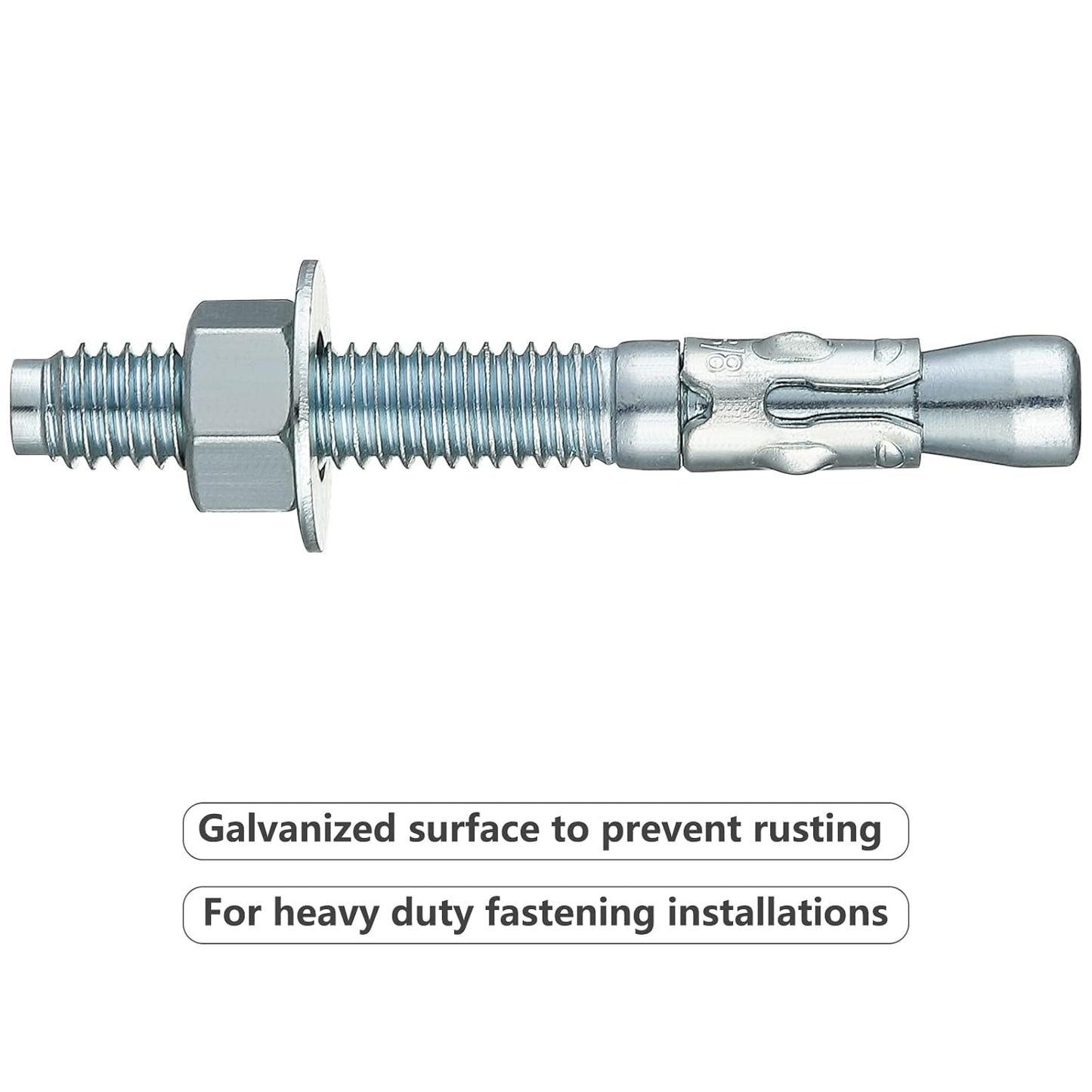 1/2x6 10Pcs Inch Standard Fasteners for Heavy-Duty Zinc Wedge Anchors for Cement and Concrete