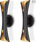 Tubicen Wall Sconces Set of Two Dimmable Mid-Century Modern Black and Gold by TubicenLighting