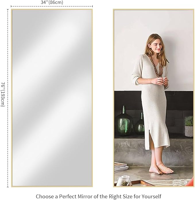 Koonmi 76"x34" Floor Mirror Full Length, Bedroom Floor Body Mirror - Image 7