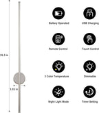 Battery Operated Modern Wall Sconces, Dimmable Wireless Wall Light Set of Two - Image 4