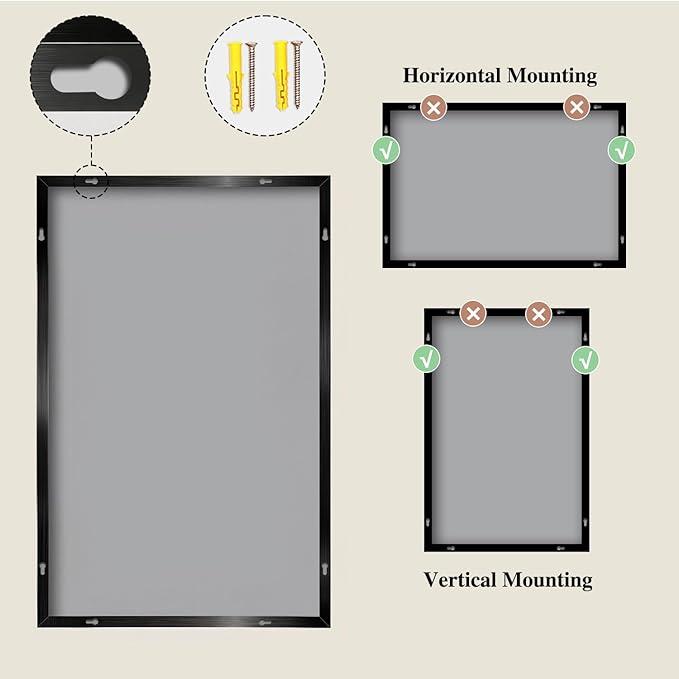 Koonmi Black Mirrors for Wall, 36x48 Inch Bathroom Mirror, Rectangular Wall - Image 8