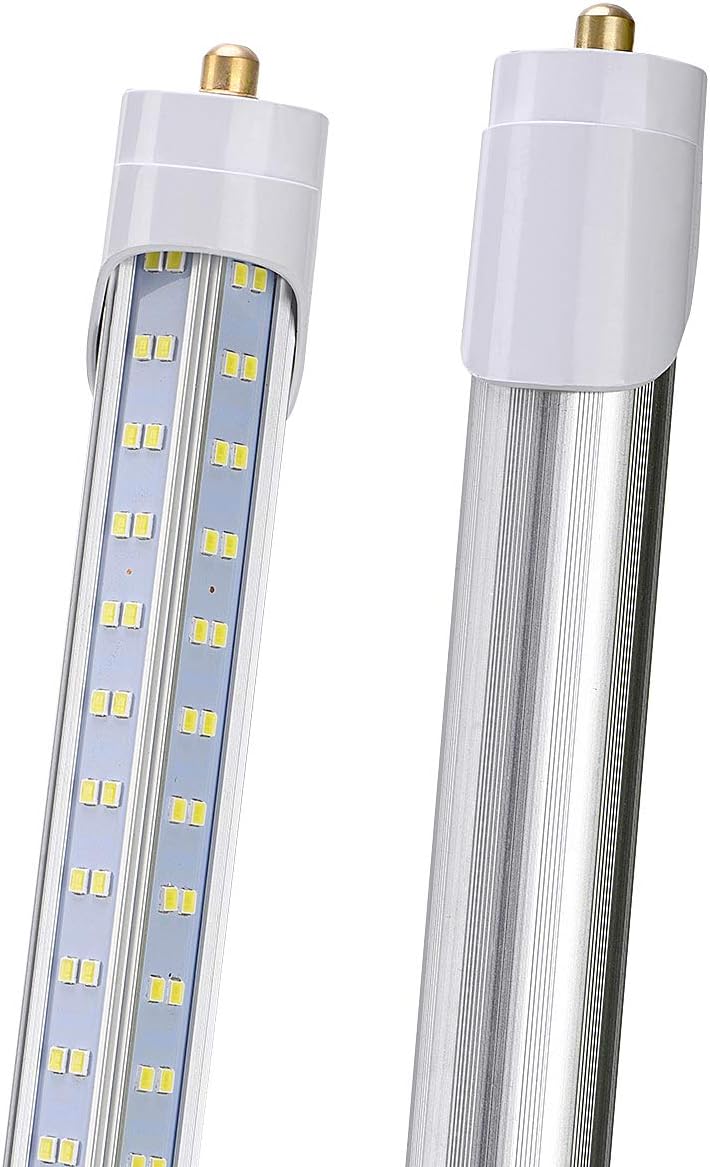 (Pack of 10 8 Foot LED Bulbs,150W 18800lm 6000K, Super Bright, T8 T10 T12 LED Tube Lights, FA8 Single Pin LED Lights, Clear Cover, V Shaped,to Replace Fluorescent Light Bulb
