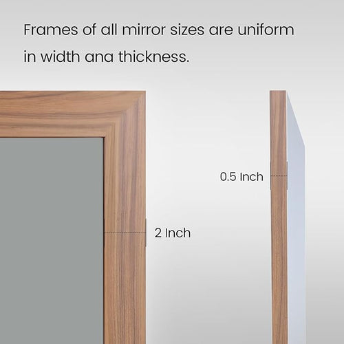 Amorho Bathroom Mirror, 48X32 Inch Wall Mirror, Walnut Wood Grain Metal Framed - Image 2