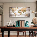 canvas Wall Art 40inchx79inch lagre gery map of the world Painting Ready to - Image 2