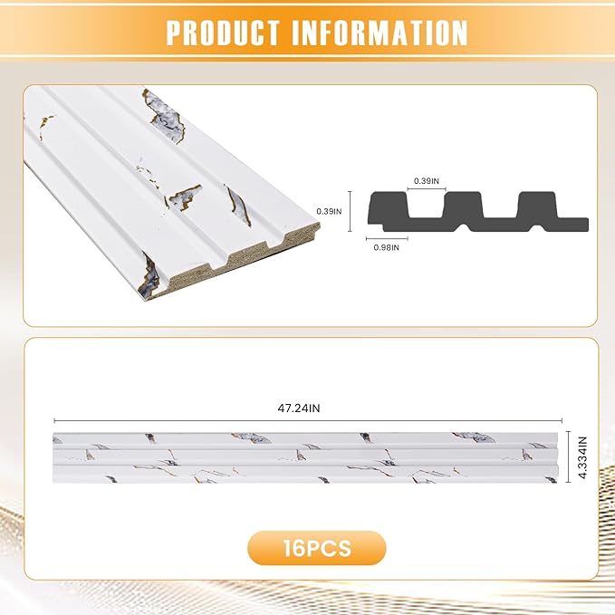 16 Pack Faux Marble Slat Wall Panels - Image 2
