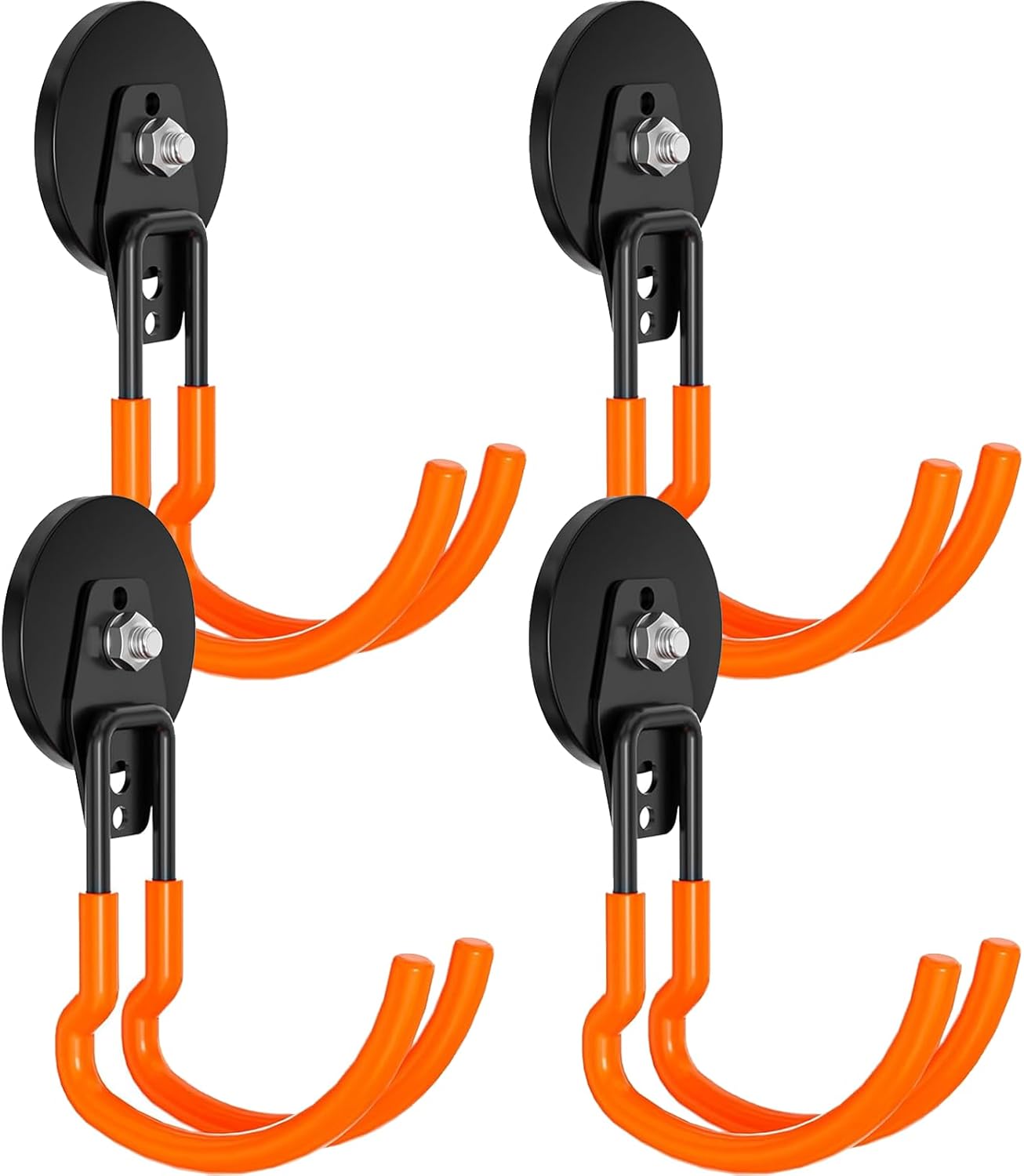 Heavy Duty Storage Magnetic Utility Hooks Large Garage Magnet Hooks with Anti-Slip Coating for Metal Cabinet,Pegboard,Garage Shelve,Garden Tools (Orange4pro)