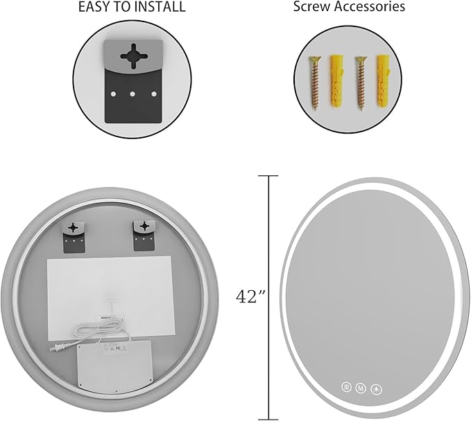 LED Bathroom Mirror 42 Inch Round Bathroom Mirror - Image 4