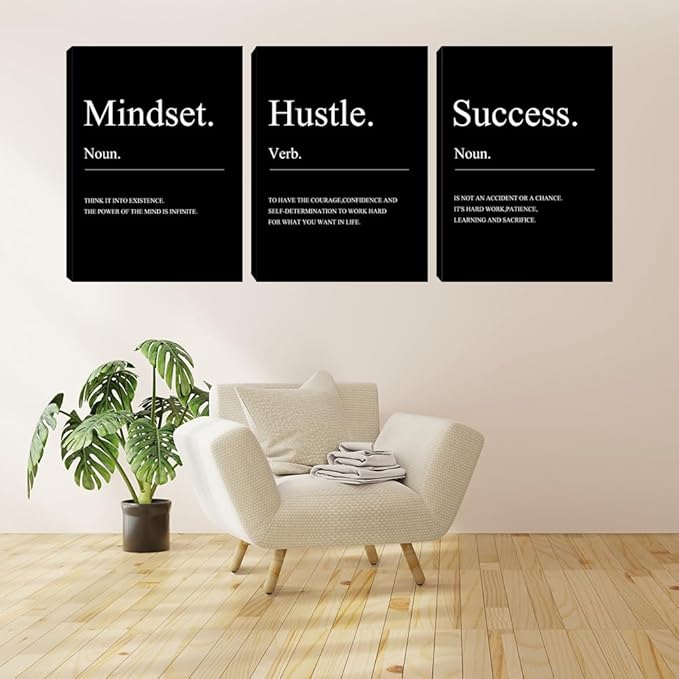 Large Motivational Office Wall Decor Mindset Canvas Wall Art Hustle Posters - Image 5