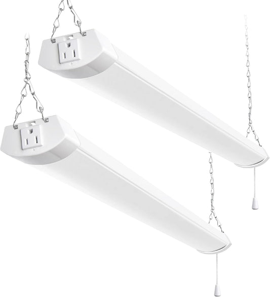 hykolity 4FT 120W LED Shop Light Linkable, 13000lm(400w Equivalent), 5000K Utility Shop Lights for Garages, Workshops, Basements, Hanging or FlushMount, with Power Cord and Pull Chain, ETL, 2 Pack