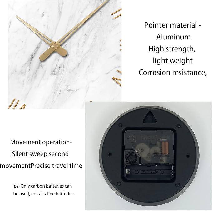 24 Inch White Minimalist Glass Wall Clocks Battery Operated Extra Large Wall - Image 8