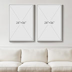Large White Framed Blue and Gold Abstract Canvas Wall Art - Image 3