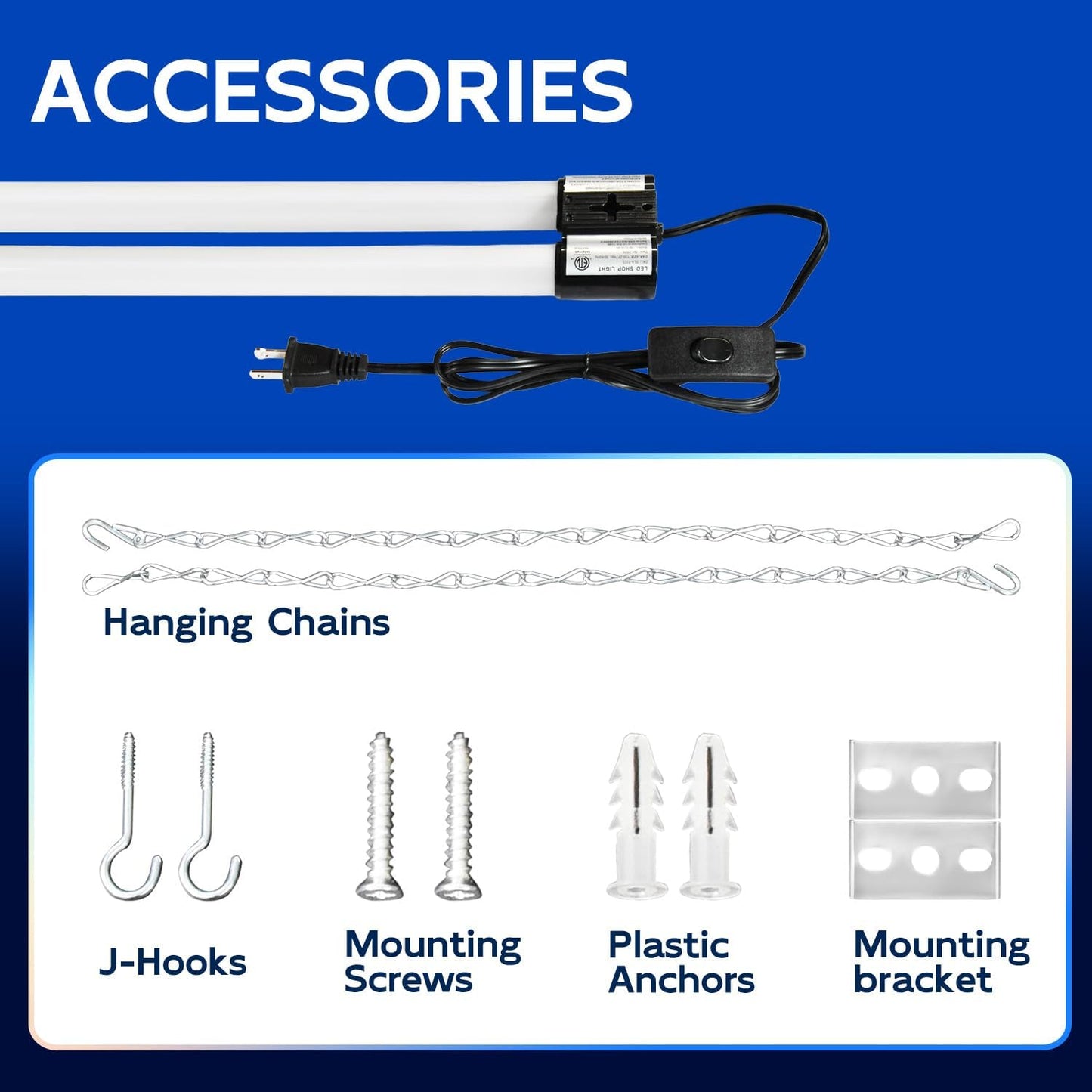 hykolity 10 Pack 4FT Linkable LED Shop Light for Garage, 6500lm, 4FT 60W Utility Light Fixture, 5000K Daylight LED Workbench Light with Plug, Hanging or Surface Mount, Black - ETL