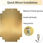 HQiJun Gold Mirror for Wall, 36x24 Gold Wood Framed, Scalloped Beveled Polished - Image 7
