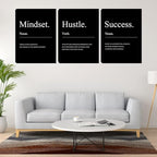 Motivational Wall Decor Black Mindset Canvas Wall Art Hustle Posters Prints - Image 4