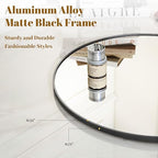 VooBang Large Black Round Bathroom Mirror, 48 inch Circle Wall Mounted Hanging - Image 3
