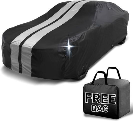 iCarCover Custom Car Cover for Buick Reatta (1988-1991) Waterproof All-Weather Rain Snow UV Sun Protector Full Exterior Indoor Outdoor Car Cover (Stripe - Black/Gray)
