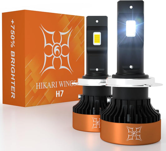 HIKARI WINGS H7 LED Fog light, 30000LM Pure White 6000K LED Bulbs, Plug & Play IP68 Waterproof Pack of 2