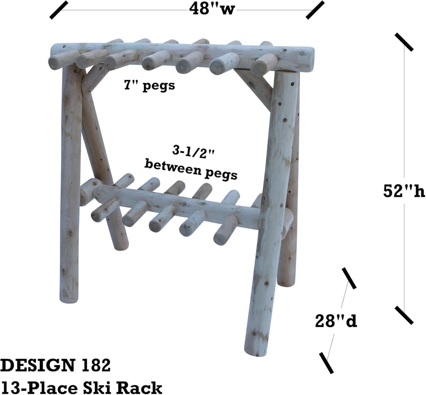 13-Place Freestanding Log Ski Rack Holder, Indoor & Outdoor Snowboard Racks, Standing Storage, Garage Racks for Snow Skis & Poles, Durable Snowboard Rack Garage Storage Organizer - Canyon Brown