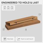 Homeforia 30 inch Golden Oak Floating Shelf, High End Solid Real Wood 30inch - Image 2