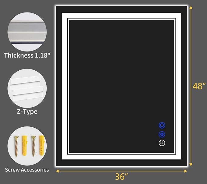48"x36" LED Bathroom Mirror - Image 9
