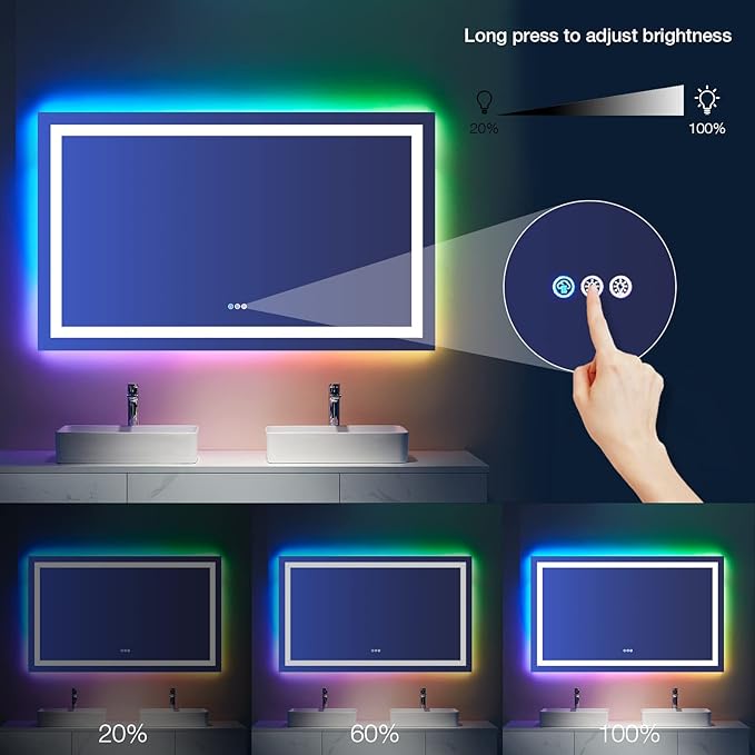 LOAAO 72"X36" Inch RGB LED Bathroom Mirror - Image 5