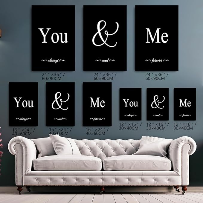 GUBIYU Set of 3 Framed Farmhouse You and Me Wall Art - Image 2