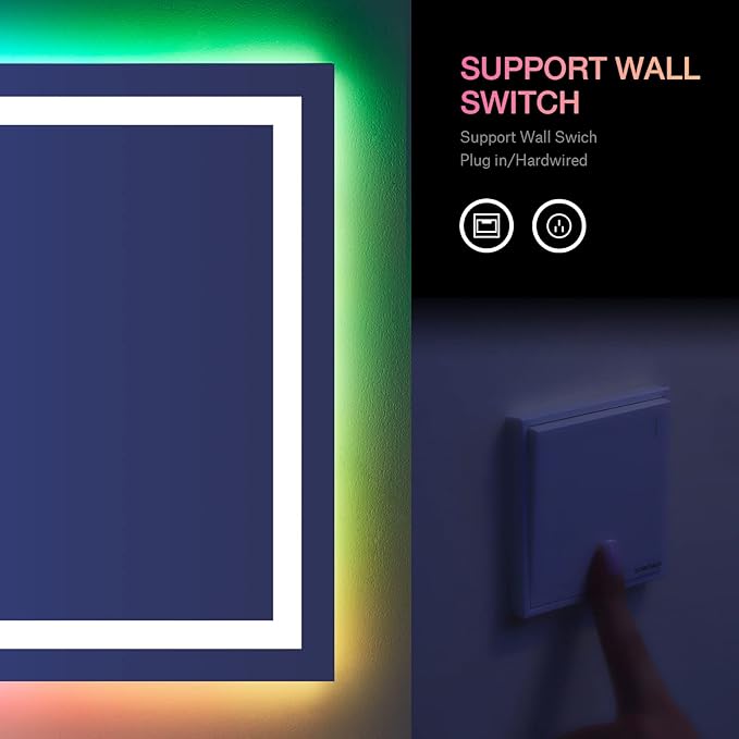 LOAAO 40”X38“ RGB LED Bathroom Mirror - Image 7